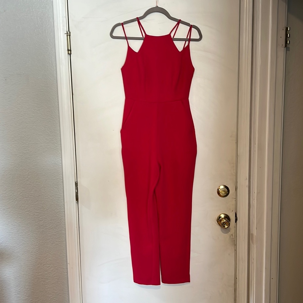 BCBG red jumpsuit